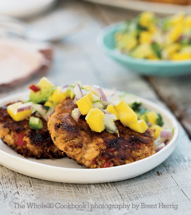 Whole30 Mexican Salmon Cakes with Mango Relish