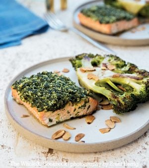 Herb-Crusted Roasted Salmon with Roasted Broccoli Steaks